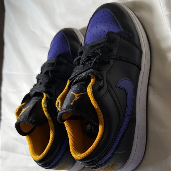 Nike Air Jordan Low Black, Purple and Yellow Sneakers Big Boy 4.5Y - Picture 7 of 8